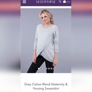Grey Cotton Blend Maternity & Nursing Sweatshirt